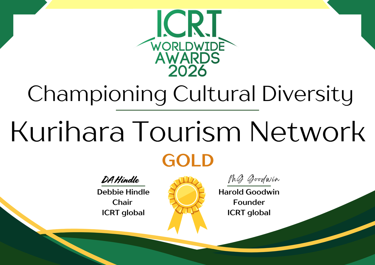Responsible Tourism Awards Worldwide 2026 GOLD